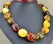 Amber Necklace Made of Large Oval Shape Amber Beads 
