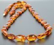 Cognac Amber Healing Necklace Made of Bean Shape Amber 