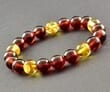Men's Amber Bracelet Made of Light Cherry and Honey Color Amber
