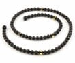 Men's Amber Necklace Made of Black and Faceted Amber. Unisex.