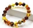 Amber Bracelet Made of Precious Multicolor Baltic Amber 