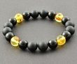 Men's Amber Bracelet Made of Black and Golden Color Amber. Unisex.