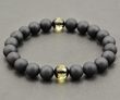 Men's Amber Bracelet Made of Matte Black and Faceted Amber. Unisex.