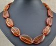 Amber Necklace Made of Flat Free Shape Cognac Amber Beads