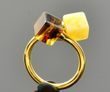 Adjustable Amber Ring in Gold Plated Sterling Silver