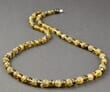 Green Amber Necklace Made of Raw and Polished Amber
