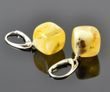 Amber Cube Earrings Made of Cube Shape Yellow Color Baltic Amber