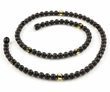 Men's Amber Necklace Made of Black and Faceted Baltic Amber