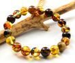 Men's Beaded Bracelet Made of Multicolor Amber With Bits of Flora