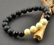 Men's Beaded Bracelet Made of Black and Butterscotch Amber