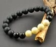 Men's Beaded Bracelet Made of Black and Butterscotch Amber