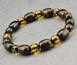Men's Beaded Bracelet Made of Tube and Faceted Amber Beads