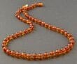 Men's Beaded Necklace Made of Cognac Baltic Amber