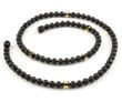 Men's Beaded Necklace Made of Black and Faceted Baltic Amber