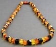 Men's Amber Necklace Made of Faceted Cherry, Cognac, Lemon Amber.