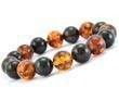 Amber Bracelet Made of Black and Cognac Baltic Amber  