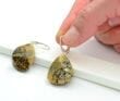 Twisted Leaf Shape Amber Earrings Made of Earth Colors Amber