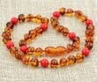 Children's Amber Necklace Made of Amber and Jadeite