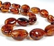 Large Amber Necklace Made of Oval Cognac Color Amber 