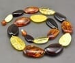 Amber Necklace Made of Flat Free Shape Multicolor Amber