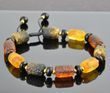 Meteorite Amber Bracelet Carved Cloudy Baltic Amber