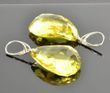 Large Faceted Amber Earrings Made of Natural Sape Amber Beads