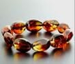 Amber Bracelet Made of Colorful Amber Beads