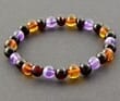 Amber Healing Bracelet Made of Baltic Amber and Amethyst