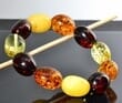 Amber Bracelet Made of Multicolor Oval Shape Amber Beads