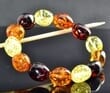 Amber Bracelet Made of Golden, Cognac, Cherry Color Amber