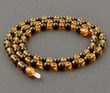 Men's Beaded Necklace Made of Black and Honey Amber