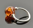 Adjustable Cognac Baltic Amber Silver Ring