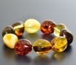 Large Amber Bracelet Made of Oval Shape Multicolor Amber