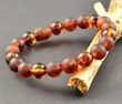 Men's Amber Bracelet Made of Matte and Polished Cognac Amber. Unisex.