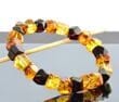 Faceted Men's Amber Bracelet Made of Three Colors Faceted Amber