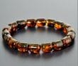 Men's Amber Bracelet Made of Barrel Shaped Amber Beads