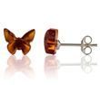 Amber Butterfly Stud Earrings Made of Precious Baltic Amber