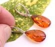 Teardrop Amber Earrings Handmade of Cognac Baltic Amber