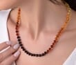 Rainbow Amber Necklace Made of Baroque Baltic Amber Beads