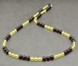 Men's Amber Necklace Made of Lemon and Black Amber