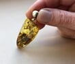 Triangle Shape Amber Pendant Made of Precious Baltic Amber