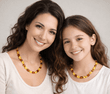 TWO Matching Amber Necklaces for Mom and Child Cognac Golden Amber  