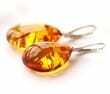 Teardrop Amber Earrings Made of Cognac Amber