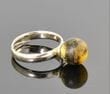 Amber Ring in Sterling Silver Made of Earth Colors Raw Amber