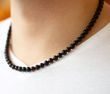 Black Men's Amber Necklace Made of Matte and Polished Amber 