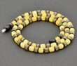 Men's Beaded Necklace Made of Raw Button Shape Amber Beads