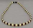 Men's Beaded Necklace Made of Lemon and Black Amber