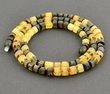 Raw Men's Amber Necklace Made of Tube Shape Amber Beads