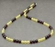 Men's Beaded Necklace Made of Lemon and Cherry Baltic Amber