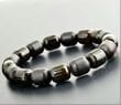 Men's Amber Bracelet Made of Barrel Shaped Matte and Polished Amber